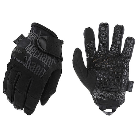 Mechanix Wear Tactical Glove, Silicone, Synthetic Leather Palm, Hook-and-Loop Cuff, Fabric Lining, Covert Black HDG-F55-010