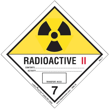 Labelmaster Radioactive Placard, Radioactive II, Semi-Gloss Paper, 500 PK HML15
