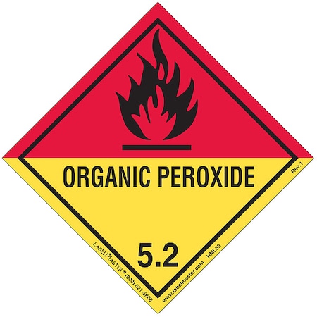 Labelmaster Organic Peroxide Placard, Organic Peroxide, Semi-Gloss Paper, 500 PK HML52