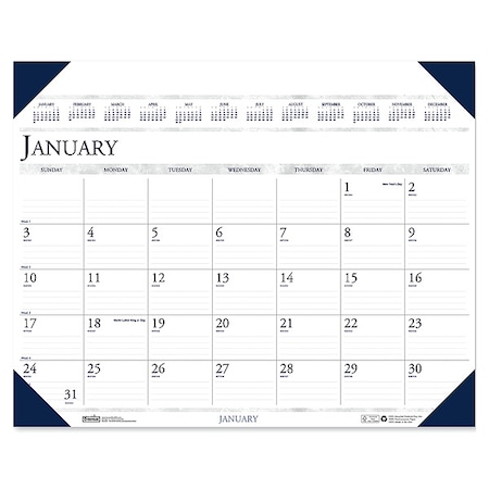 House Of Doolittle 24 x 19" Executive Monthly Desk Pad Calendar, Blue HOD180HD