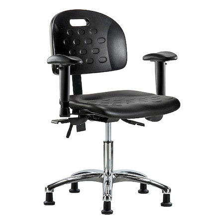 Zoro Select Ergonomic Chair Ergonomic Chair, Adjustable Arms, 17-3/4" to 23" Height, Vinyl, Black BR-HPDHCH-CR-T0-A1-RG-BLK