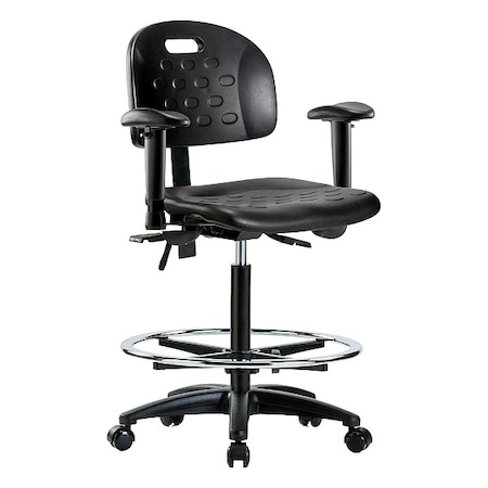 Zoro Select ESD Task Chair, Adjustable Arms, 24-1/4" to 34" Height, Black BR-HPHBCH-RG-T0-A1-CF-RC-BLK
