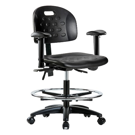 Zoro Select ESD Task Chair, Adjustable Arms, 19-3/4" to 27-1/2" Height, Black BR-HPMBCH-RG-T0-A1-CF-RC-BLK