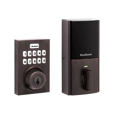 Kwikset Push Button Electronic Deadbolt, 1" L HC620-CNT-ZW700-11P-SMT-RCALFD-RCS