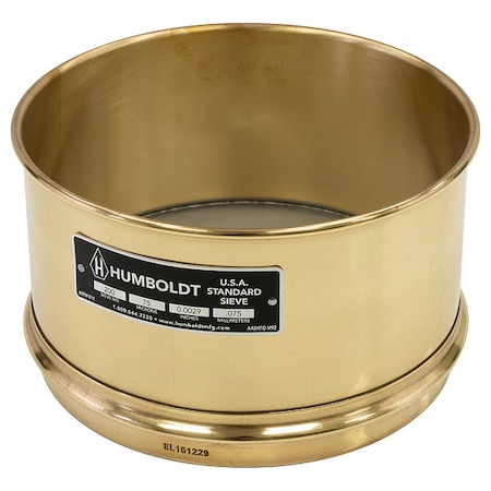 Humboldt Wet Washing Sieve, 8 In, No 200, 4 In Deep 5JCK6