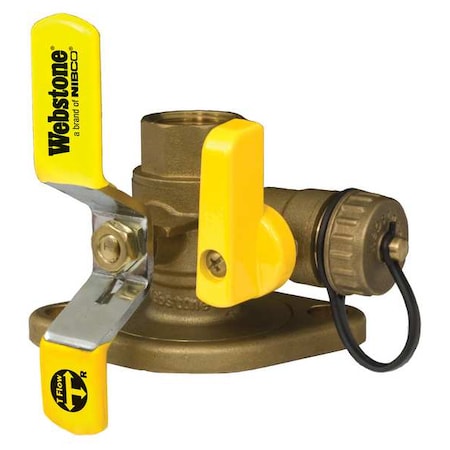Webstone 1-1/4" Flanged 3-Way Brass Rotating Ball Valve w/Drain 41415HV
