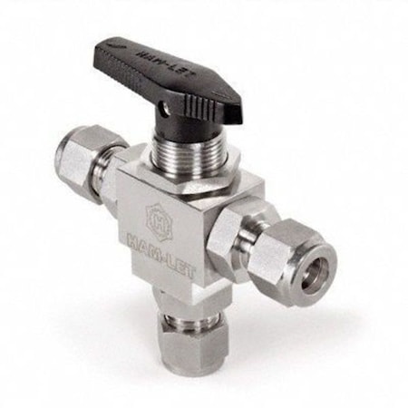 Ham-Let Manual 3-Way Ball Valve, 6mm, 316 SS H-6800-SS-L-6MM-CST