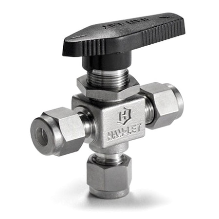Ham-Let Manual 3-Way Ball Valve, 3/8", SS H-800M-SS-L-3/8-T