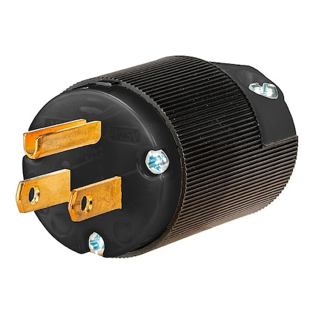 Hubbell Wiring Device-Kellems Straight Blade Plug, 5-15P, 15 A, 125V AC, 2 Pole, Spring Clamp Terminals, Grounded HBL5266CBKST