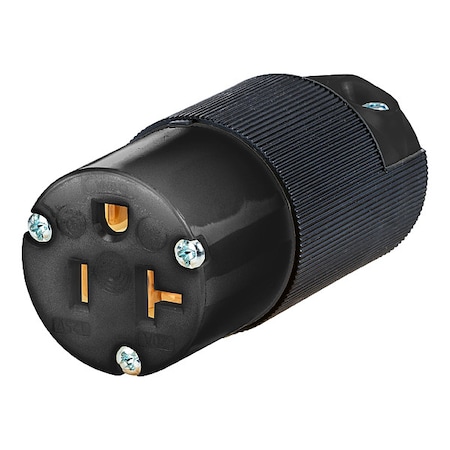 Hubbell Wiring Device-Kellems Straight Blade Connector, 5-20R, 20 A, 125V AC, 2 Pole, 3 Wire, Spring Clamp Terminals, Black HBL5369CBKST