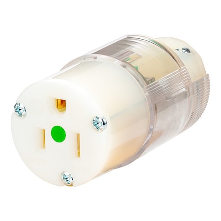 Hubbell Wiring Device-Kellems Straight Blade Connector, 5-15R, 15 A, 125V AC, 2 Pole, 3 Wire, Spring Clamp Terminals, Clear HBL8219CTST