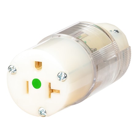 Hubbell Wiring Device-Kellems Straight Blade Connector, 5-20R, 20 A, 125V AC, 2 Pole, 3 Wire, Spring Clamp Terminals, Clear HBL8319CTST