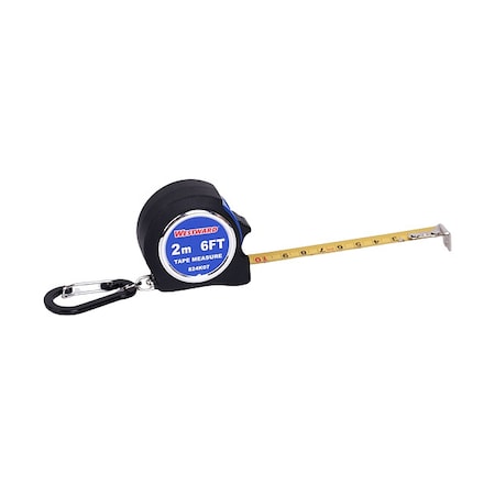 Westward Key Chain Tape Measure, Steel, Blade 6 ft 824K07
