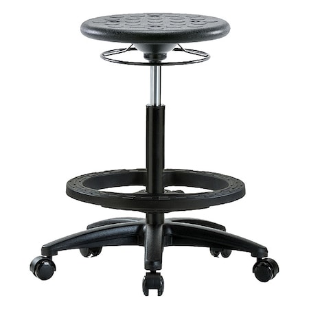 Zoro Select Stool, Polyurethane, Black, 22 in to 32 in Seat Height IPHBSO-RG-BF-RC-BLK