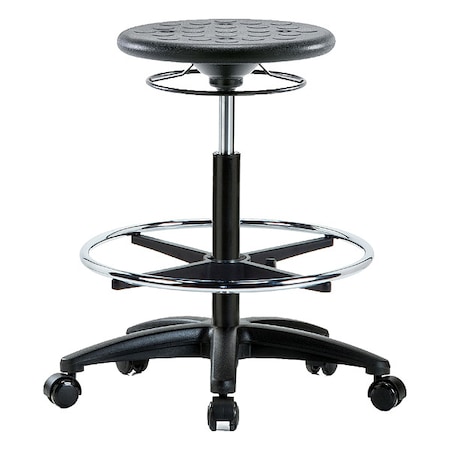 Zoro Select Stool, Polyurethane, Black, 22 in to 32 in Seat Height IPHBSO-RG-CF-RC-BLK