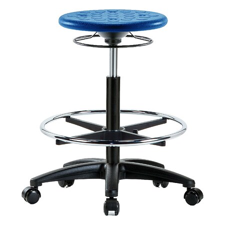 Zoro Select Stool, Polyurethane, Blue, 22 in to 32 in Seat Height IPHBSO-RG-CF-RC-BLU