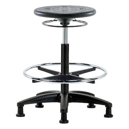 Zoro Select Stool, Polyurethane, Black, 22 in to 32 in Seat Height IPHBSO-RG-CF-RG-BLK