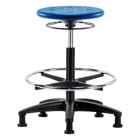 Zoro Select Stool, Polyurethane, Blue, 22 in to 32 in Seat Height IPHBSO-RG-CF-RG-BLU