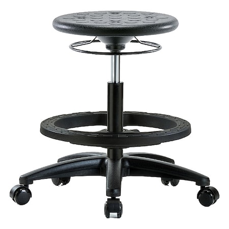 Zoro Select Stool, Polyurethane, Black, 17 3/4 in to 25 1/2 in Seat Height IPMBSO-RG-BF-RC-BLK