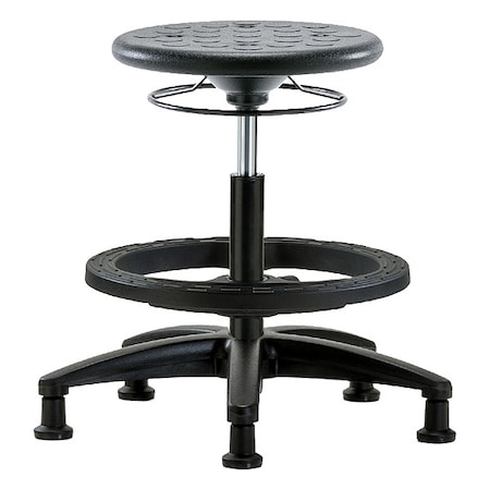 Zoro Select Stool, Polyurethane, Black, 17 3/4 in to 25 1/2 in Seat Height IPMBSO-RG-BF-RG-BLK