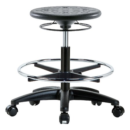 Zoro Select Stool, Polyurethane, Black, 17 3/4 in to 25 1/2 in Seat Height IPMBSO-RG-CF-RC-BLK