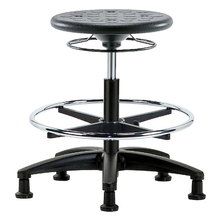 Zoro Select Stool, Polyurethane, Black, 17 3/4 in to 25 1/2 in Seat Height IPMBSO-RG-CF-RG-BLK