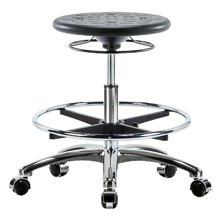Zoro Select Stool, Polyurethane, Black, 19 1/4 in to 27 in Seat Height IPMBSO-CR-CF-CC-BLK