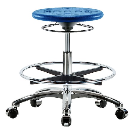 Zoro Select Stool, Polyurethane, Blue, 19 1/4 in to 27 in Seat Height IPMBSO-CR-CF-CC-BLU