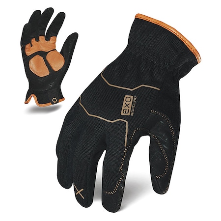 Ironclad Performance Wear EXO Mechanics Gloves, Leather Palm, Polyester Back, L, Black/Green EXO2-MULR-04-L