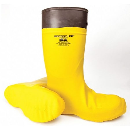 Isa Overshoes, Composite Toe, Rubber, 12 in Height, Slip On Closure, Slip Resistant Sole, Yellow, XL SYBF401X