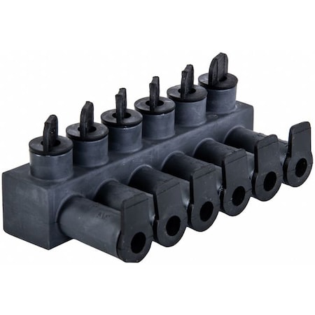 Polaris Wire Connector, 6 Port, Black, Santoprene Insulation ISPB2/0-6B