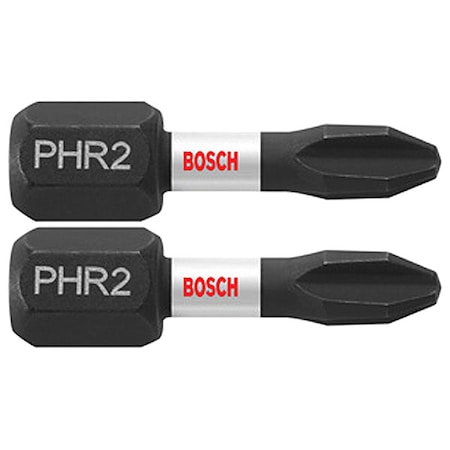 Bosch Screwdriver Bits, 1/4" Hex Shank, 1" L, PK2 ITPH2R102