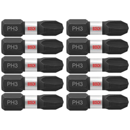 Bosch Impact Driver Bits, Phillips(R), #3, PK10 ITPH31B