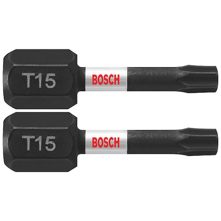 Bosch Screwdriver Bits, 1/4" Hex Shank, 1" L, PK2 ITT15102