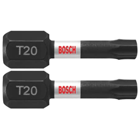 Bosch Impact Driver Bits, Torx(TM), T20, 1" L, PK2 ITT20102