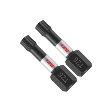 Bosch Impact Driver Bits, Torx(TM), T25, 1" L, PK2 ITT25102