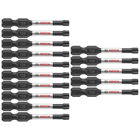 Bosch Screwdriver Bits, 1/4" Hex, 2" L, PK15 ITT25215