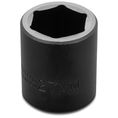 Proto 1/2 in Drive, 27mm Metric Socket, 6 Points, Steel, Blk Oxd, 27 mm J7427M