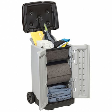 Pig Spill Kit, 20 gal Volume Absorbed per Kit, 20 gal Capacity, Cart, Gray KIT2901
