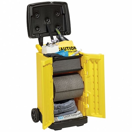 Pig Spill Kit, 20 gal Volume Absorbed per Kit, 20 gal Capacity, Cart, Yellow KIT2401
