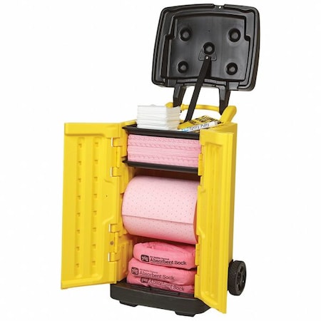 Pig Spill Kit, 20 gal Volume Absorbed per Kit, 20 gal Capacity, Cart, Yellow KIT3401