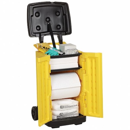 Pig Spill Kit, 20 gal Volume Absorbed per Kit, 20 gal Capacity, Cart, Yellow KIT4401