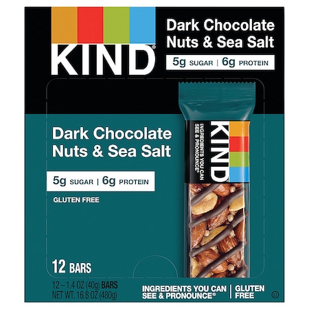 Kind Nuts and Spices Bar, Dark Chocolate Nuts and Sea Salt, 1.4 oz, PK12 17851
