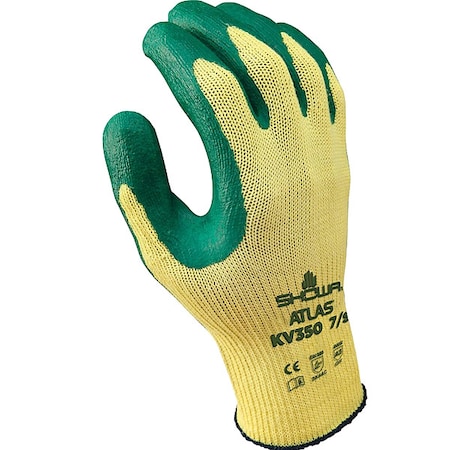 Showa Atlas Coated Gloves, Grn/Yllw, L, PR, VF, 50PP57, L 1 PR KV350L-09-V