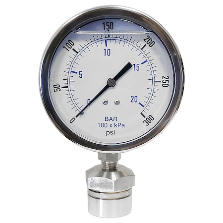 Kodiak Controls Pressure Gauge, 30 to 0 psi, 4 in Dial, 1/4 in NPT, Bottom Location KC301L40300/DSM3511