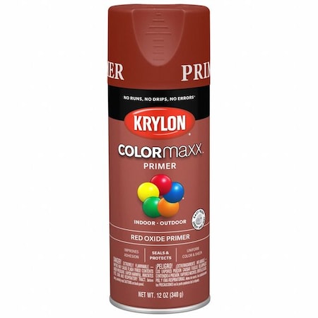 Colormaxx Spray Paint Primer, Red Oxide, Not Applicable, Solvent, 12 oz K05583007