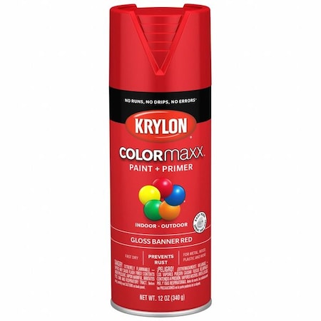 Krylon Spray Paint, Red, Gloss, Solvent, 12 oz K05503007