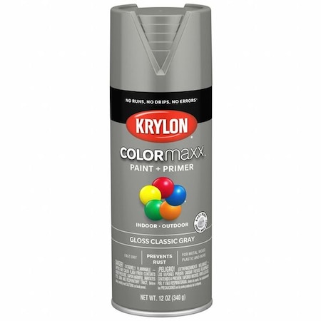 Krylon Spray Paint Primer, Gray, Gloss, Solvent, 12 oz K05513007