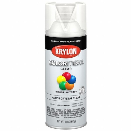 Krylon Spray Paint, Crystal Clear, Gloss, Solvent, 11 oz K05515007