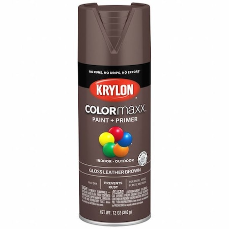Krylon Spray Paint, Leather Brown, Gloss, Solvent, 12 oz K05527007